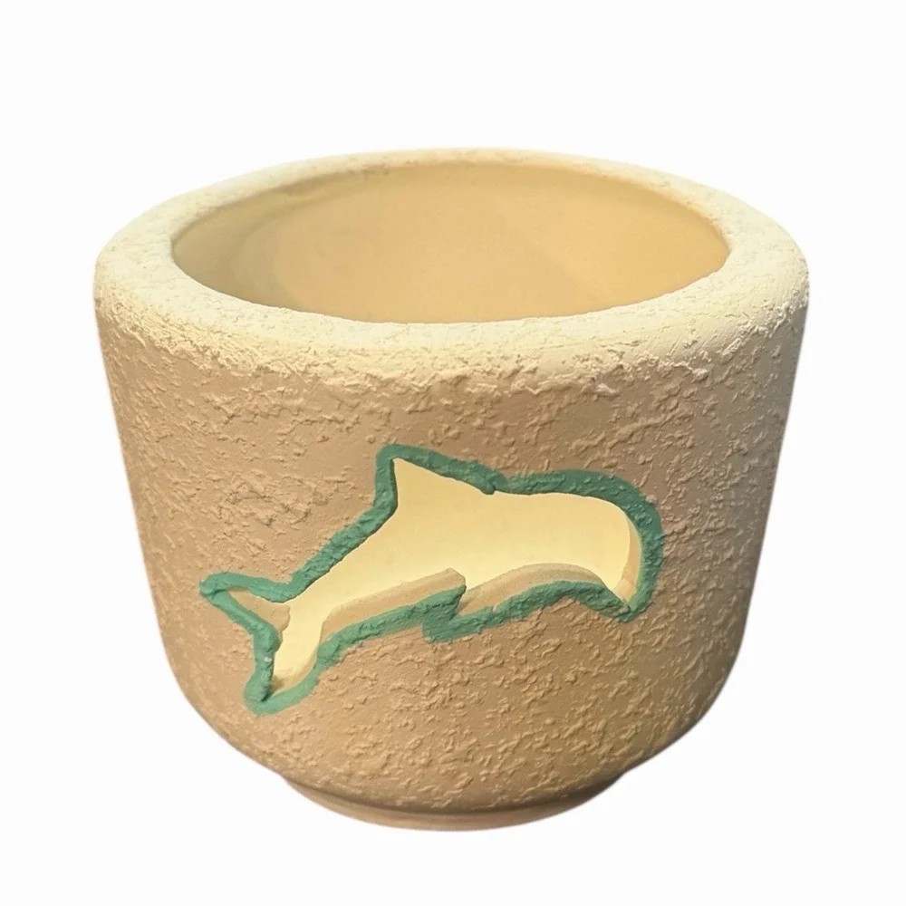Textured Ceramic Candle‎ Holder with Dolphin Cutout Votive